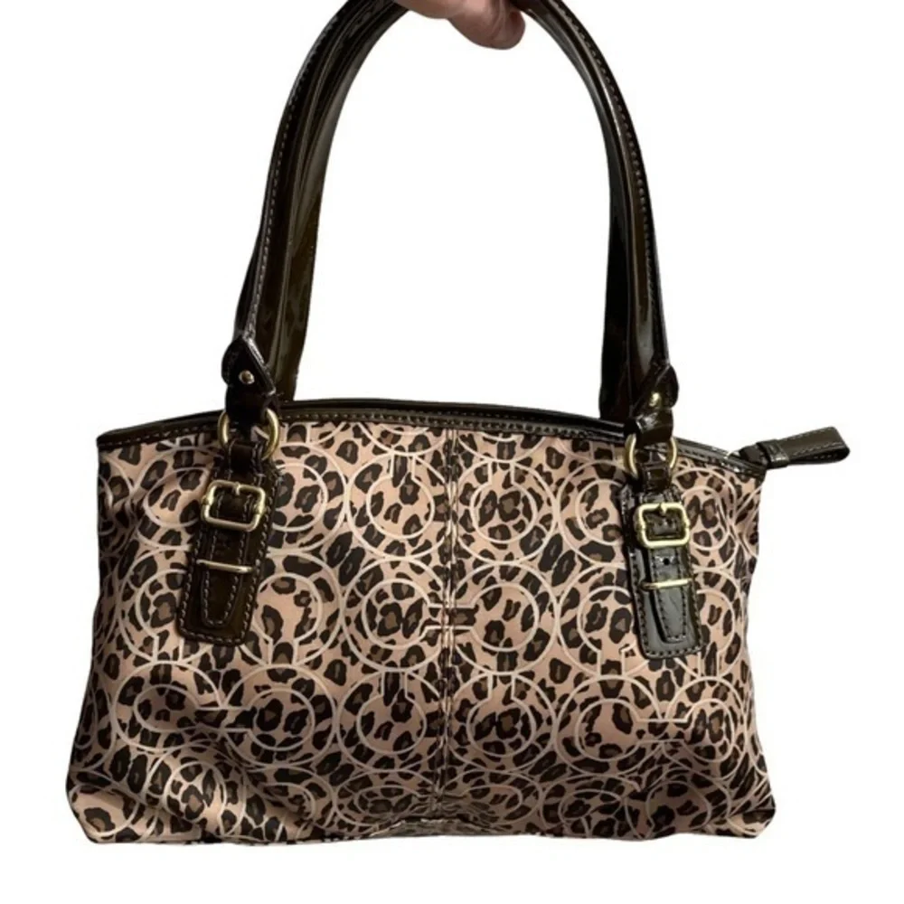 Coach vintage y2k Madison sateen signature leopard op art c mini tote bag